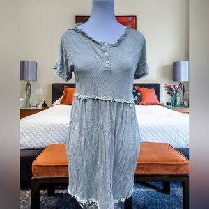 POL Grey jersey dress with white decorative trim size Small